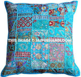 24x24" Turquoise Meditation Pillows Indian Organic Yoga Pillows Cushions