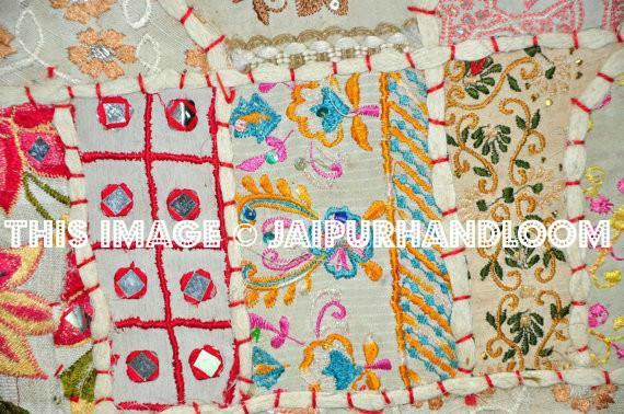 24x24 White Bohemian Patchwork Floor Cushions Handmade Sofa Pillows