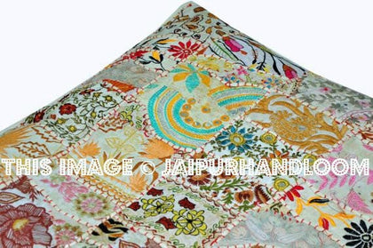 24x24" White Tribal Outdoor Cushions Bohemian Sofa Pillows on Sale-Jaipur Handloom