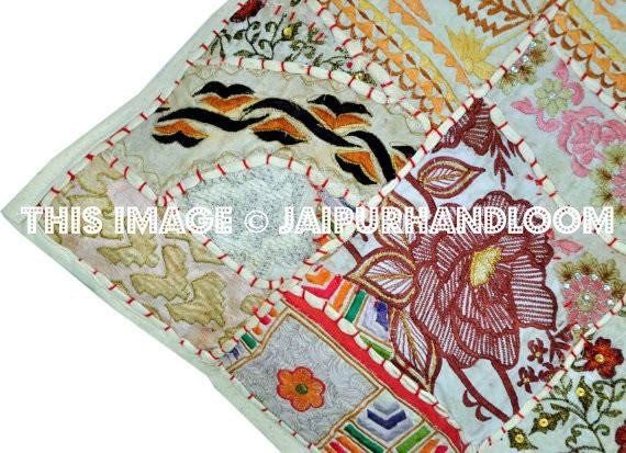 24x24" White Tribal Outdoor Cushions Bohemian Sofa Pillows on Sale-Jaipur Handloom