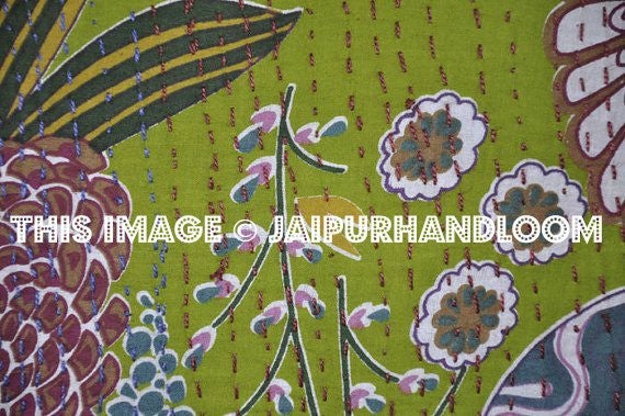 24x24 XLHandmade Kantha Pillow, Kantha Decorative throw Pillow, kantha cushion cover, Floral Pillow Cushion, Indian Pillow, Cotton Pillow-Jaipur Handloom