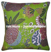 24x24 XLHandmade Kantha Pillow, Kantha Decorative throw Pillow, kantha cushion cover, Floral Pillow Cushion, Indian Pillow, Cotton Pillow-Jaipur Handloom