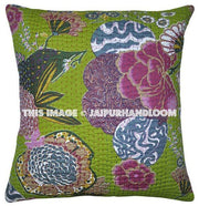 24x24 XLHandmade Kantha Pillow, Kantha Decorative throw Pillow, kantha cushion cover, Floral Pillow Cushion, Indian Pillow, Cotton Pillow-Jaipur Handloom