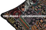 24x24" black indian organic dining chair cushions square floor cushions-Jaipur Handloom