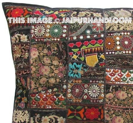 24x24 black square throw pillows for couch indian organic dining chair pillows-Jaipur Handloom