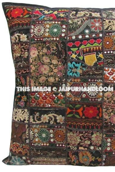 24x24 black square throw pillows for couch indian organic dining chair pillows-Jaipur Handloom