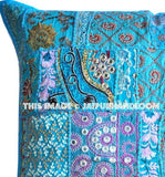 24x24" hand stitched yoga pillows indian style ethnic outdoor cushions-Jaipur Handloom