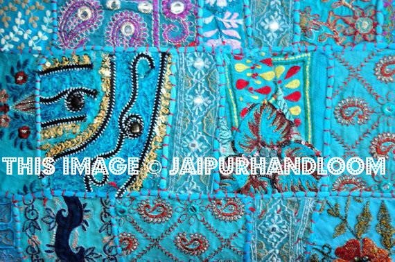 24x24" hand stitched yoga pillows indian style ethnic outdoor cushions-Jaipur Handloom