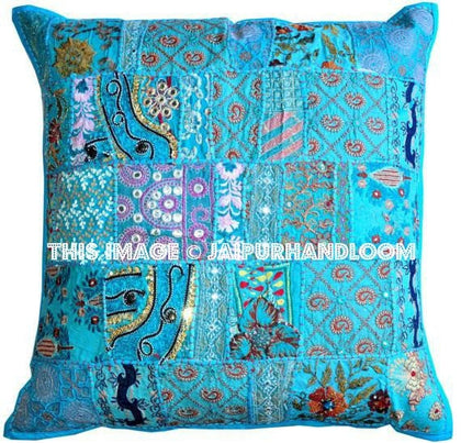 24x24" hand stitched yoga pillows indian style ethnic outdoor cushions-Jaipur Handloom