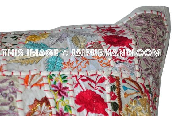 24x24" indian patchwork Accent throw Pillows for couch patio chair-Jaipur Handloom