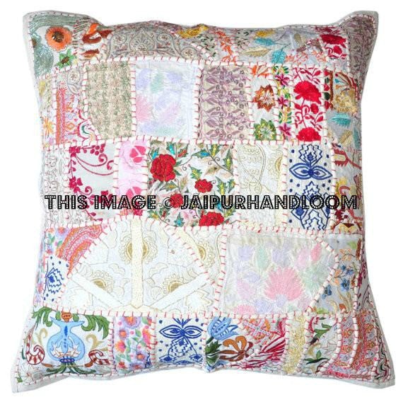 24x24" indian patchwork Accent throw Pillows for couch patio chair-Jaipur Handloom