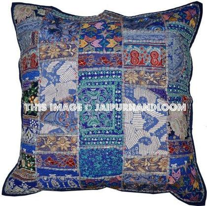 24x24 vintage decorative throw pillows Blue couch pillows sofa cushions-Jaipur Handloom