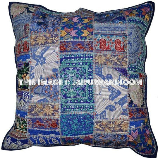 24x24 vintage decorative throw pillows Blue couch pillows sofa cushions-Jaipur Handloom