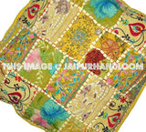 24x24 vintage patchwork bedroom shams boho yellow cottage pillows on sale-Jaipur Handloom