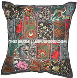 2pc Black wholesale set Decorative sofa pillows bohemian patchwork cushions-Jaipur Handloom