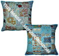 2pc Blue Vintage Bohemian Throw Pillows For Couch Stylish Patio Cushions-Jaipur Handloom
