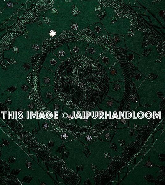 2pc Decorative Green Mirror Work Pillow,Throw Pillow, Accent PIllow, Ethnic Indian Floor Pillow, Toss Pillow, Outdoor Pillow, Sofa Pillow