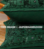 2pc Decorative Green Mirror Work Pillow,Throw Pillow, Accent PIllow, Ethnic Indian Floor Pillow, Toss Pillow, Outdoor Pillow, Sofa Pillow