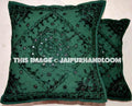 2pc Decorative Green Mirror Work Pillow,Throw Pillow, Accent PIllow, Ethnic Indian Floor Pillow, Toss Pillow, Outdoor Pillow, Sofa Pillow