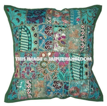 2pc Green Embroidered Throw Pillow Covers For Couch Vintage Bedroom Pillows