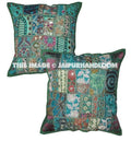 2pc Green Embroidered Throw Pillow Covers For Couch Vintage Bedroom Pillows