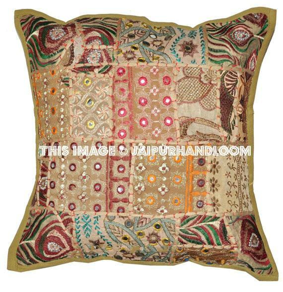 2pc Indian Patchwork throw Pillow Chair Cushions