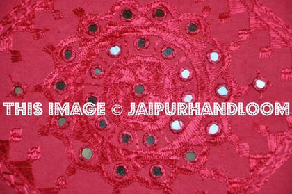 2pc Maroon Decorative Mirror Work Pillow Throw Pillow Sofa Pillow Cushions-Jaipur Handloom