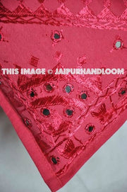 2pc Maroon Decorative Mirror Work Pillow Throw Pillow Sofa Pillow Cushions-Jaipur Handloom
