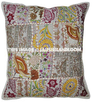 2pc Wholesale White Gypsy Decorative pillow for bed Indian Patchwork Cushions-Jaipur Handloom