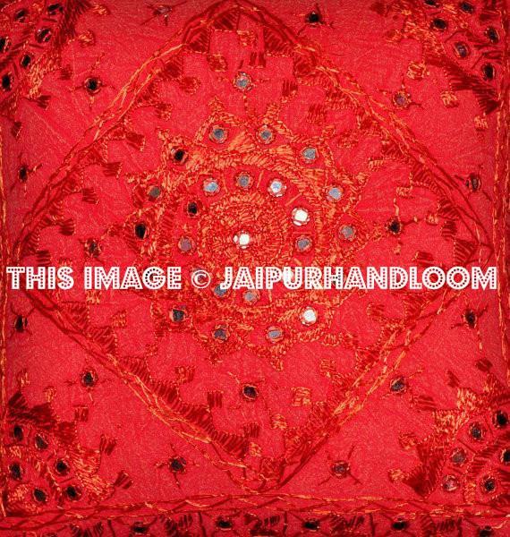 2pc decorative Throw Pillow Handmade Indian Mirror Work Pillow Decorative Floor cushions