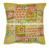 2pc set Green Vintage Bohemian Indian throw Pillow for couch on sale-Jaipur Handloom