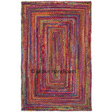 3' X 5' ft Bohemian Multicolored Chindi Rug Solid Area Carpet for Bedroom-Jaipur Handloom