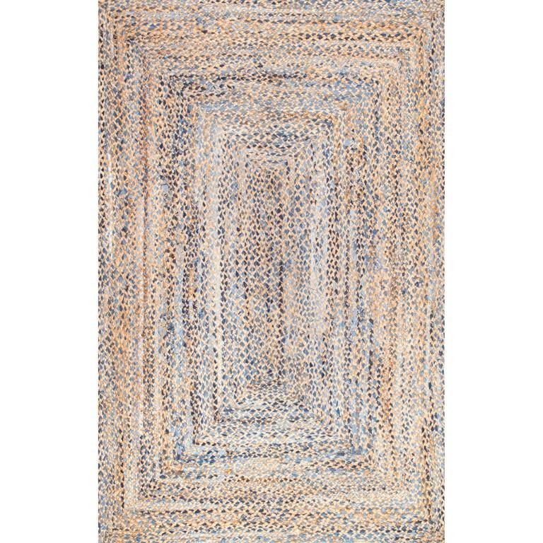 Braided Area Rug for Living Room, Handwoven Denim Rug, Soft Jute Rug Runner