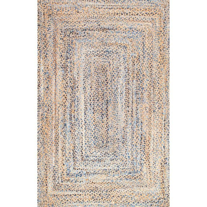 Braided Area Rug for Living Room, Handwoven Denim Rug, Soft Jute Rug Runner
