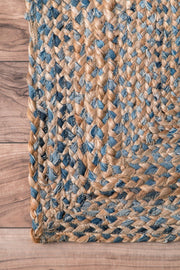 Braided Area Rug for Living Room, Handwoven Denim Rug, Soft Jute Rug Runner