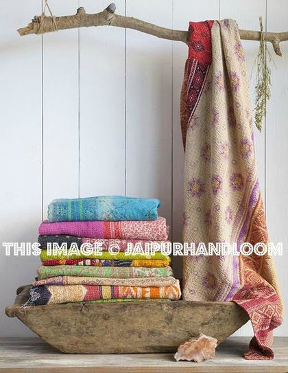 3 pc wholesale Indian Kantha Quilts vintage Quilt Reversible Kantha Bedspreads-Jaipur Handloom