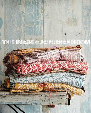 3 pc wholesale Indian Kantha Quilts vintage Quilt Reversible Kantha Bedspreads-Jaipur Handloom