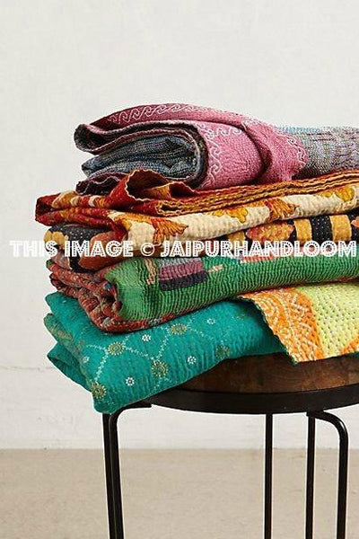 3 pc wholesale  Kantha Quilt Sari  Quilt vintage Print Quilt antique Bedding Indian Bedspread Coverlet