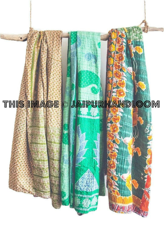 3 pc wholesale Kantha Quilt Vintage sari kantha throw bohemian bedding-Jaipur Handloom