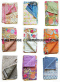3 pc wholesale multi color Kantha Quilt twin Quilt Floral Quilt Bedspread-Jaipur Handloom