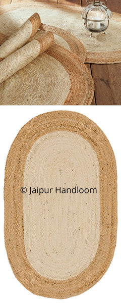 3 x 4 Braided Jute Rugs | Natural Jute RAG RUGS | Indian Braided Kitchen RUGS MATS-Jaipur Handloom