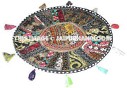 32" Black Large Round Floor Pillow Meditation Cushion religious Buddha Yoga Seating Floor Pillow Cover Throw Pillow bean bag Foot Stool-Jaipur Handloom