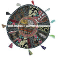 32" Black Large Round Floor Pillow Meditation Cushion religious Buddha Yoga Seating Floor Pillow Cover Throw Pillow bean bag Foot Stool-Jaipur Handloom