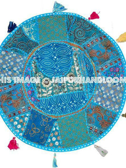 32" Blue Large Round Floor Pillow Cushion Cover Seating Floor Pillow Cover Throw Pillow Toss Pillow Decorative Pillow Cover Foot Stool