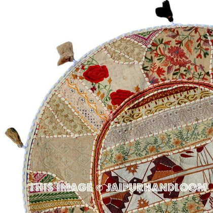32" Large white Round Floor Pillow Cushion Seating Cover Ethnic Indian Vintage Home Decorative Art beanbag pouf ottoman nursery decor pillow