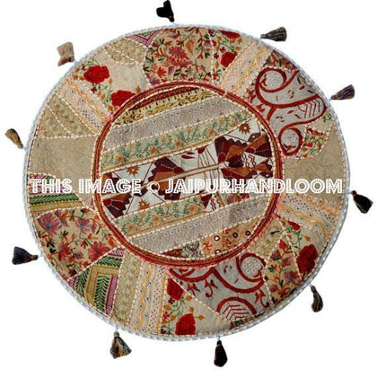 32" Large white Round Floor Pillow Cushion Seating Cover Ethnic Indian Vintage Home Decorative Art beanbag pouf ottoman nursery decor pillow