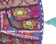 32" Purple Round Floor pillows, large floor pillows, floor pillow, Decorative Pillow, Patchwork pillow, Embroidered Pillow, Cushion Cover-Jaipur Handloom