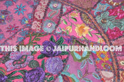 32" Purple Round Floor pillows, large floor pillows, floor pillow, Decorative Pillow, Patchwork pillow, Embroidered Pillow, Cushion Cover-Jaipur Handloom