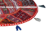 32" Red Large Round Floor Pillow Meditation Cushion religious Buddha Yoga Seating Floor Pillow Cover Throw Pillow bean bag Foot Stool-Jaipur Handloom