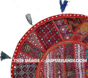 32" Red Large Round Floor Pillow Meditation Cushion religious Buddha Yoga Seating Floor Pillow Cover Throw Pillow bean bag Foot Stool-Jaipur Handloom